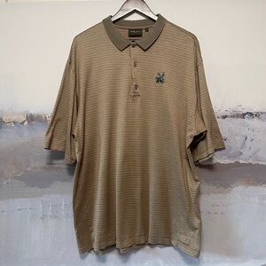 BOBBY JONES Mens XXL Polo Golf Shirt 100% Cotton Geometric Stripe Logo